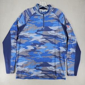 Puma Volition Camo 1/4 Zip Pullover America Golf Blue Gray Mens Medium